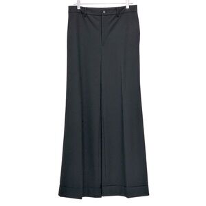 NEW LAUREN RALPH LAUREN Black‎ Wide Leg Pants Cuffed Career Slacks Office Size 8